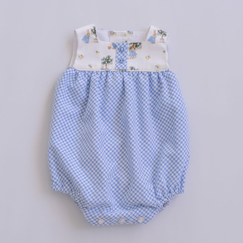 Miranda Baby Boys Blue Bunny Rabbit Romper - 0026