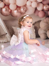 Caramelo Kids Rainbow Tulle Diamanté Party Dress - C0321147