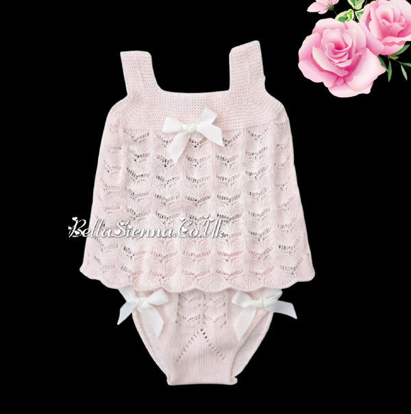 Mac ilusion Baby Girls Fine Knitted  Effect Two Piece Set 7261 Pink