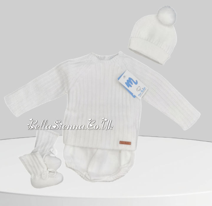 Mac ilusion Unisex Four Piece White Knitted Set - 9423X - Blanco