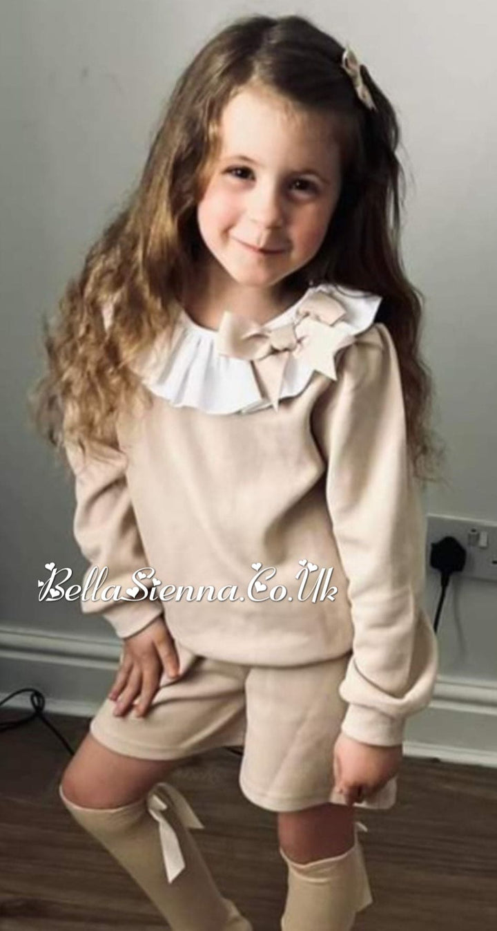 HARRIS KIDS "Tess" Girls Shorts & Frilly Jumper Set - Beige