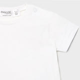 Mayoral White T-shirt & Blue & White Check Dungaree Set 1639