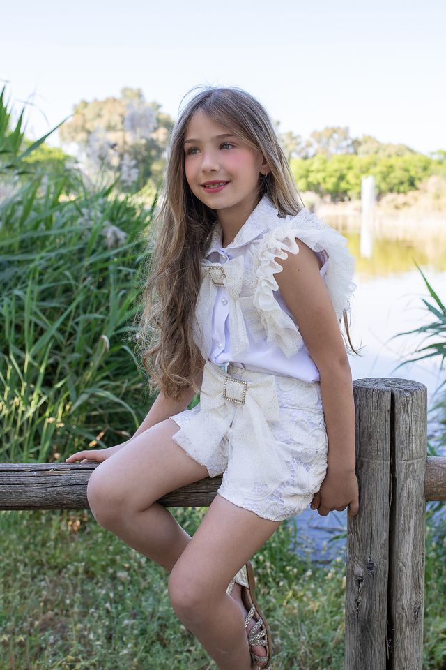 Naxos Girls Ivory & Gold Tulle & Glitter Detail Hair Bow To Match 7768 & 7760 & 7711