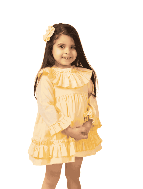 Lor Miral Girls Lemon Long Sleeved Dress - 42407