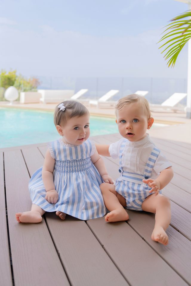 Miranda Baby Boys Blue & White Stripe Two Piece Set - 0040