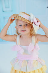 Babine Pastel Abstract Dress With Tulle Bows & Big Bow On The Back - 2422816