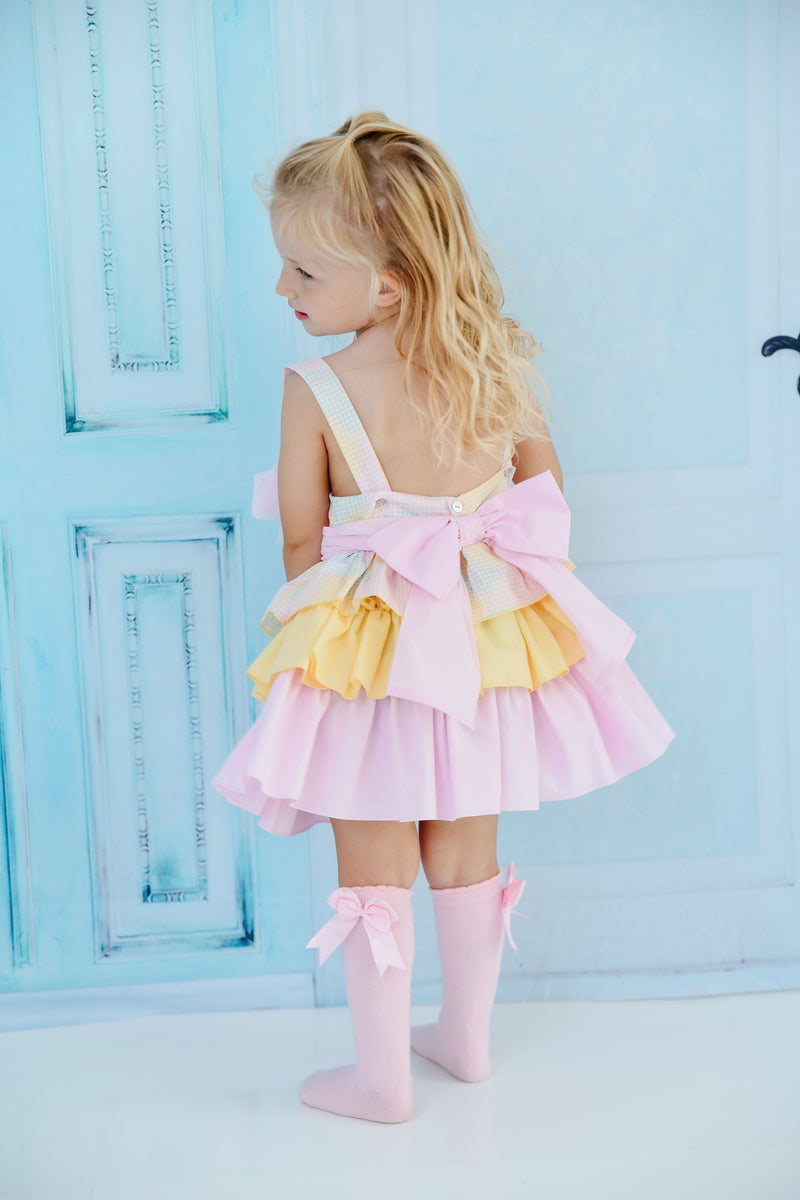 Babine Pastel Abstract Dress With Tulle Bows & Big Bow On The Back - 2422816