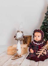 Baby Girls Red Tartan Dress & Bonnet - 21248B