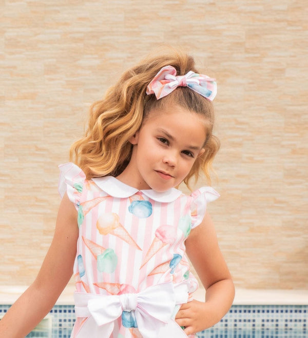 Babine Ice Cream Print Hair Bow - 2422916