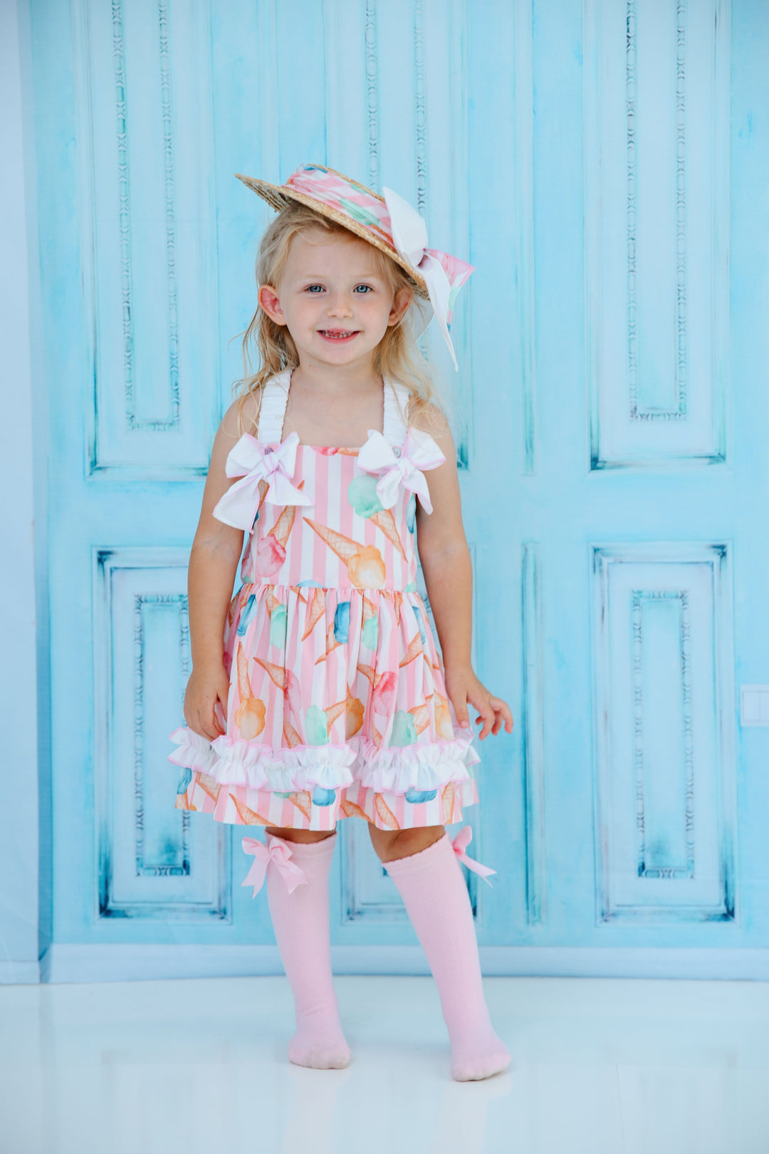 Babine Ice Cream Print Dress & Matching Hair Clip - 2422822