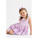 "Remi" Girls Frilly Gingham Cycling Short Set Lilac
