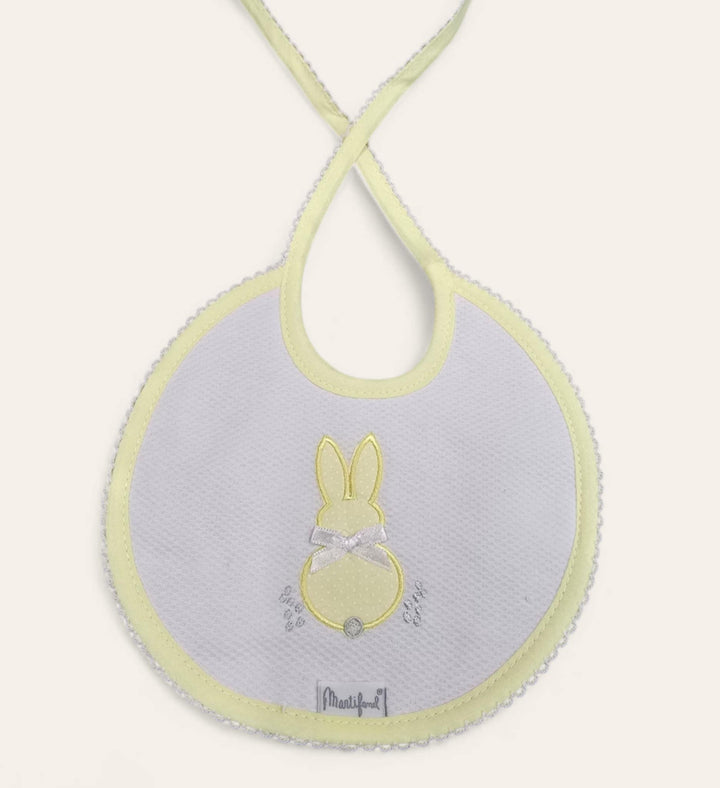 100% Cotton Unisex Lemon Embroidered Bunny Rabbit Bib