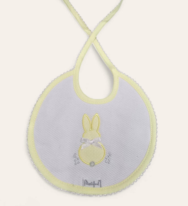 100% Cotton Unisex Lemon Embroidered Bunny Rabbit Bib