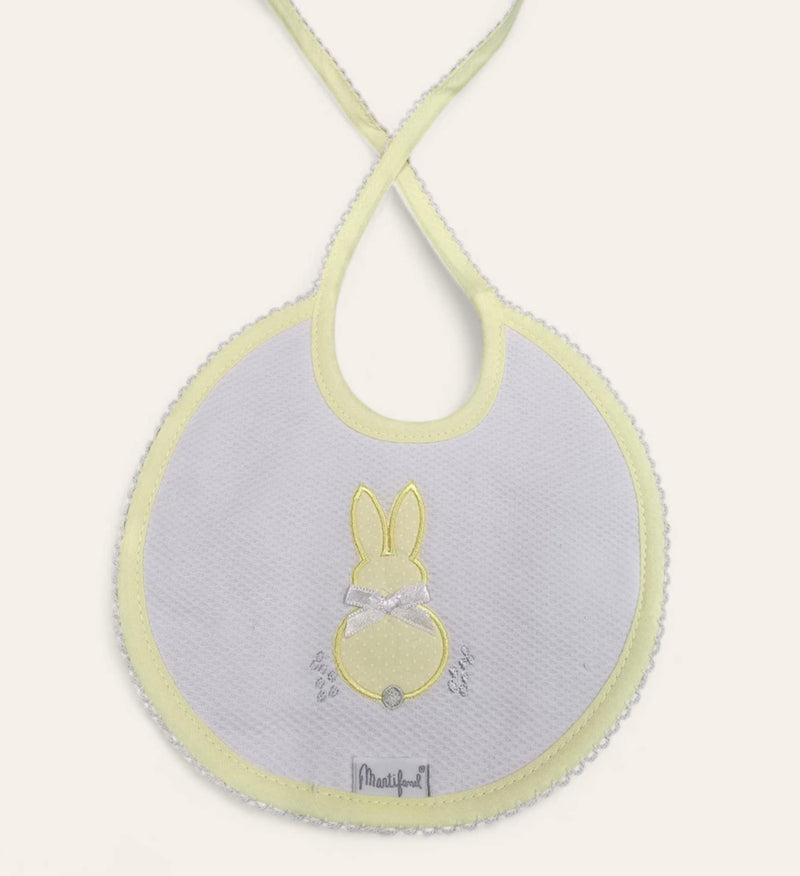 100% Cotton Unisex Lemon Embroidered Bunny Rabbit Bib