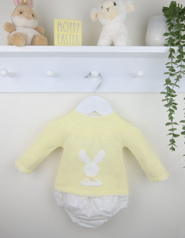 Girls Lemon & White Bunny Rabbit Jumper & Jam Pants Set - DANI