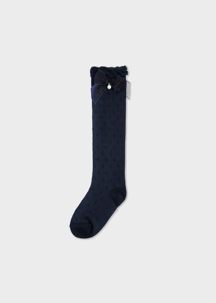 Knee High Bow Socks - 75- Navy - 10290 - Marino