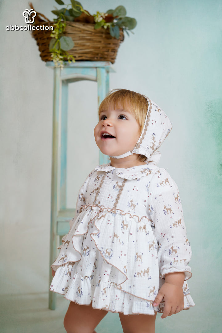 Dbb Collection "Winter Wonderland" Dress, Pants & Bonnet Set - 25301