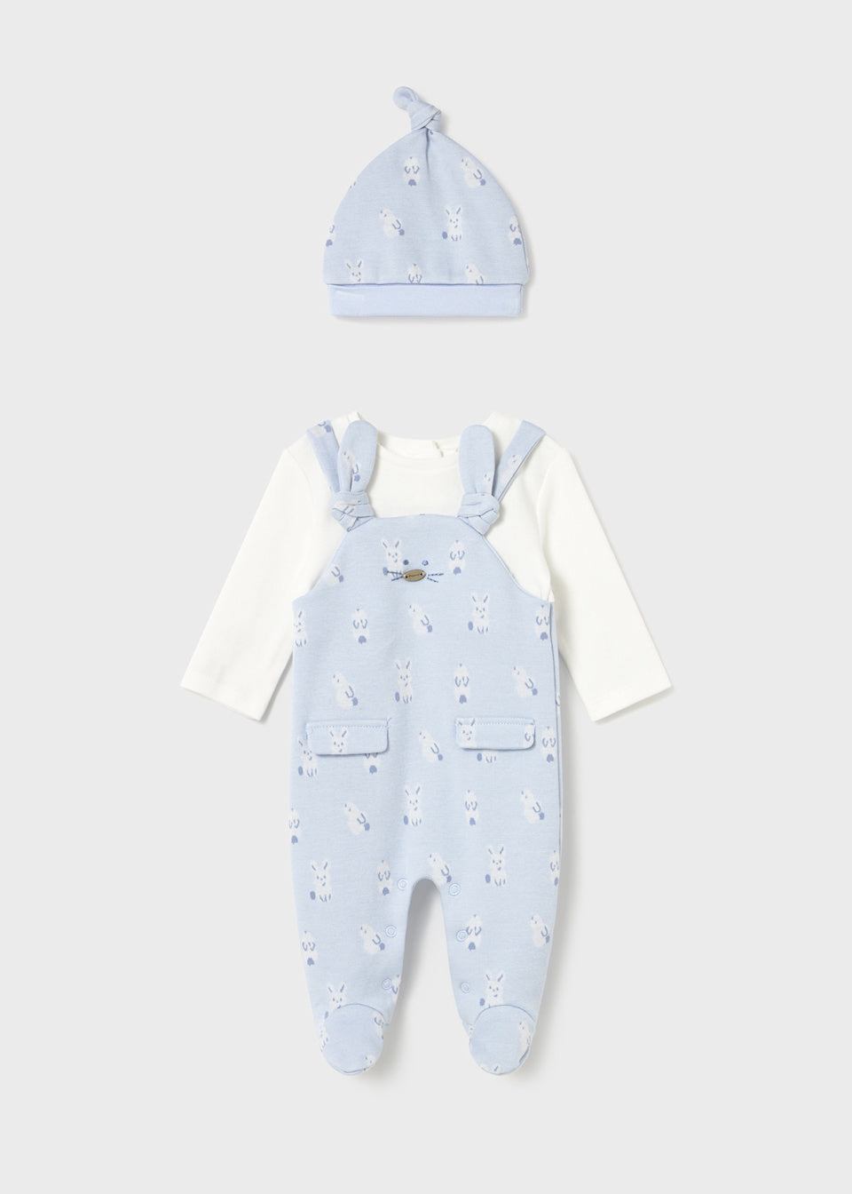 Mayoral Baby Boys All In One Bunny Rabbit Outfit With Matching Hat - Blanket Also Available - 2609
