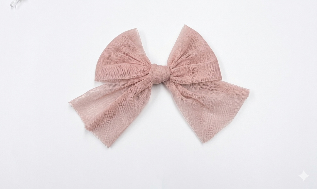 Basmarti Girls Dusky Pink Tulle Bow