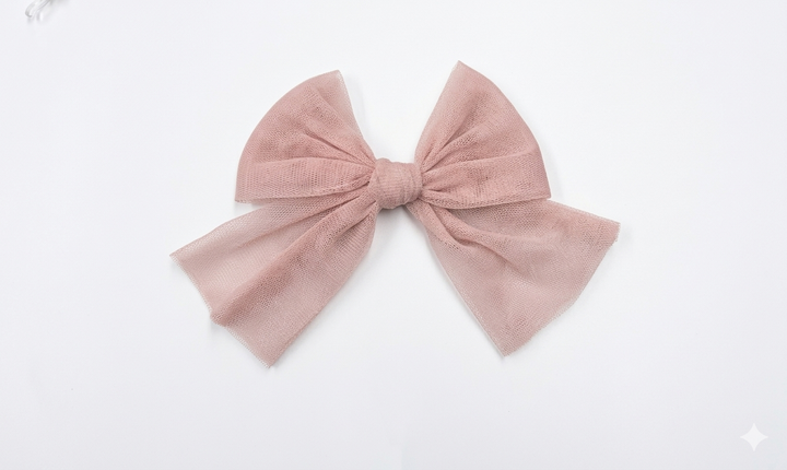Basmarti Girls Dusky Pink Tulle Bow