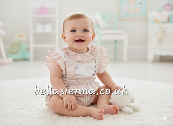 Calamaro Baby Peachy Pink Two Piece Set With Bow Back - 11303