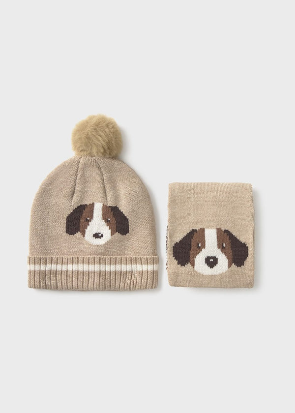 Mayoral Baby Boys Dog Motif Hat & Scarf Set - 10018