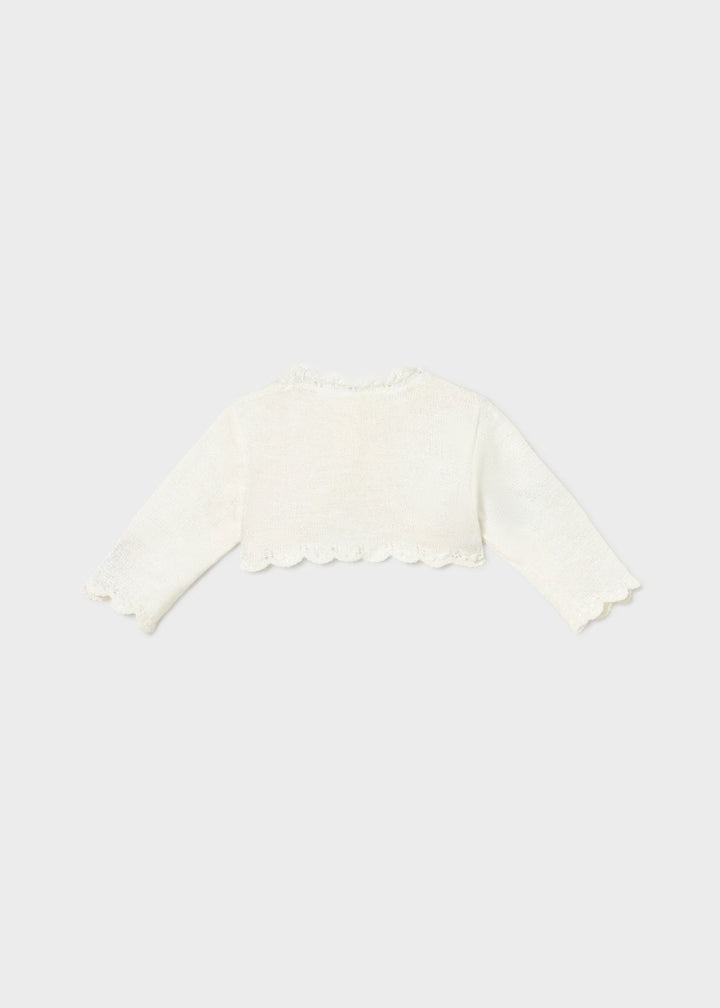 Mayoral Baby Girls Ivory Cardigan With Lace Trim - 1301 - 53 - Natural
