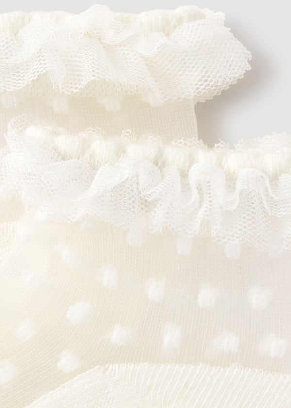 Mayoral Ivory Plumetti Frilly Socks - 9056