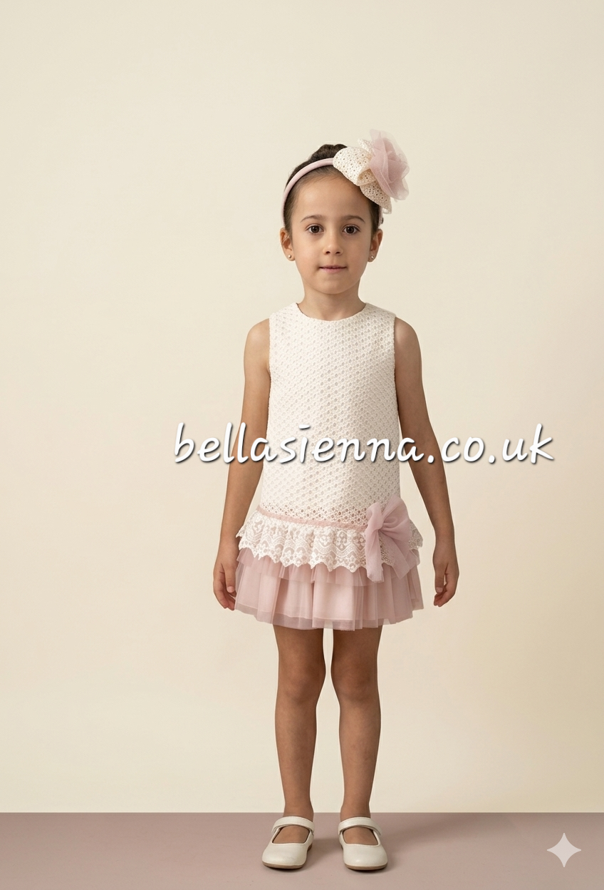 Basmarti Girls Ivory Crochet Headband With Tulle Bow