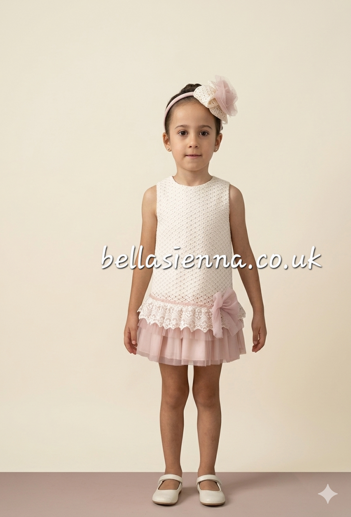 Basmarti Girls Ivory Crochet Headband With Tulle Bow
