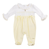 Lemon & White Smocked Babygrow With Bows - MB6387