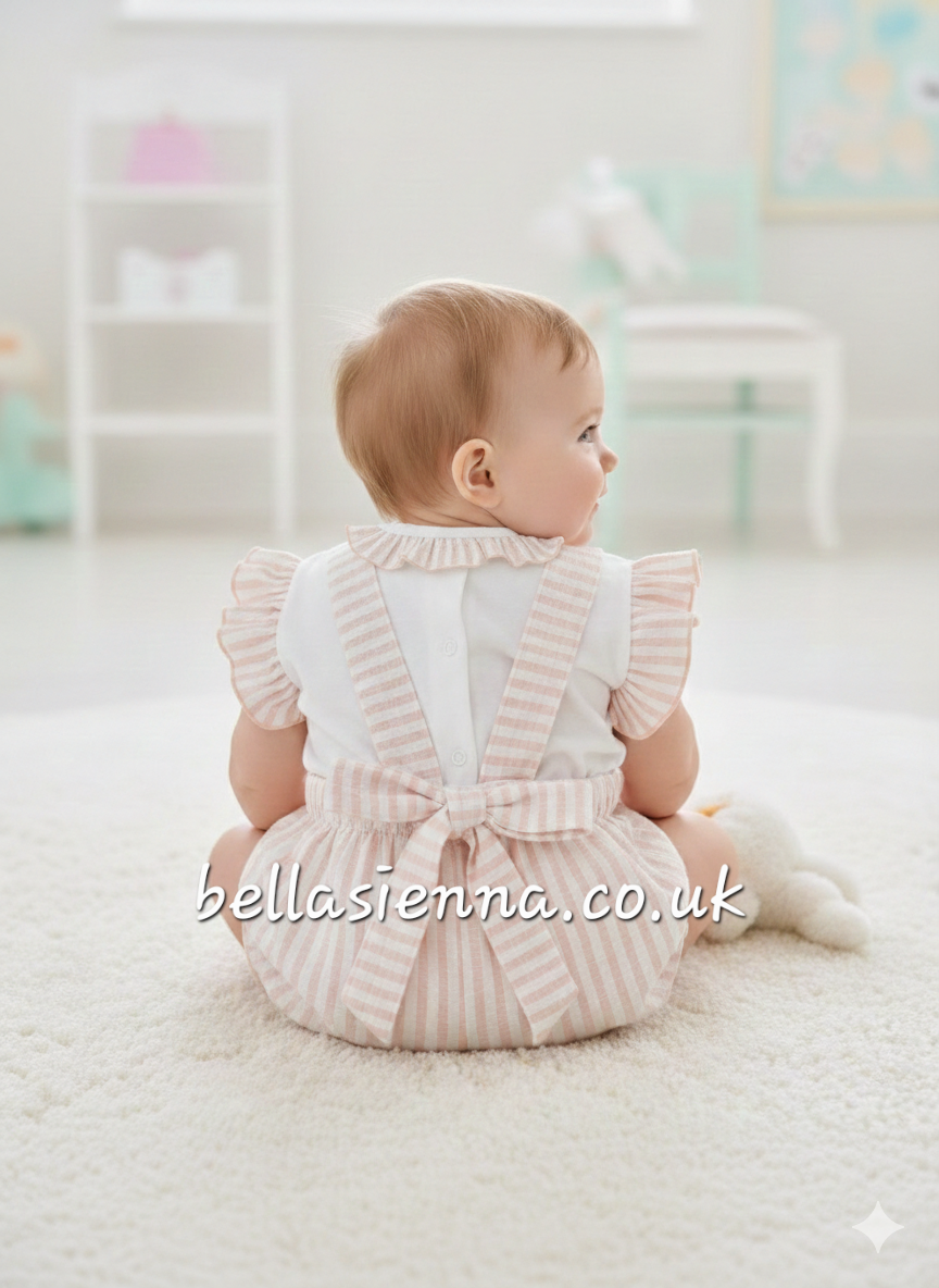 Calamaro Baby Peachy Pink Two Piece Set With Bow Back - 11303