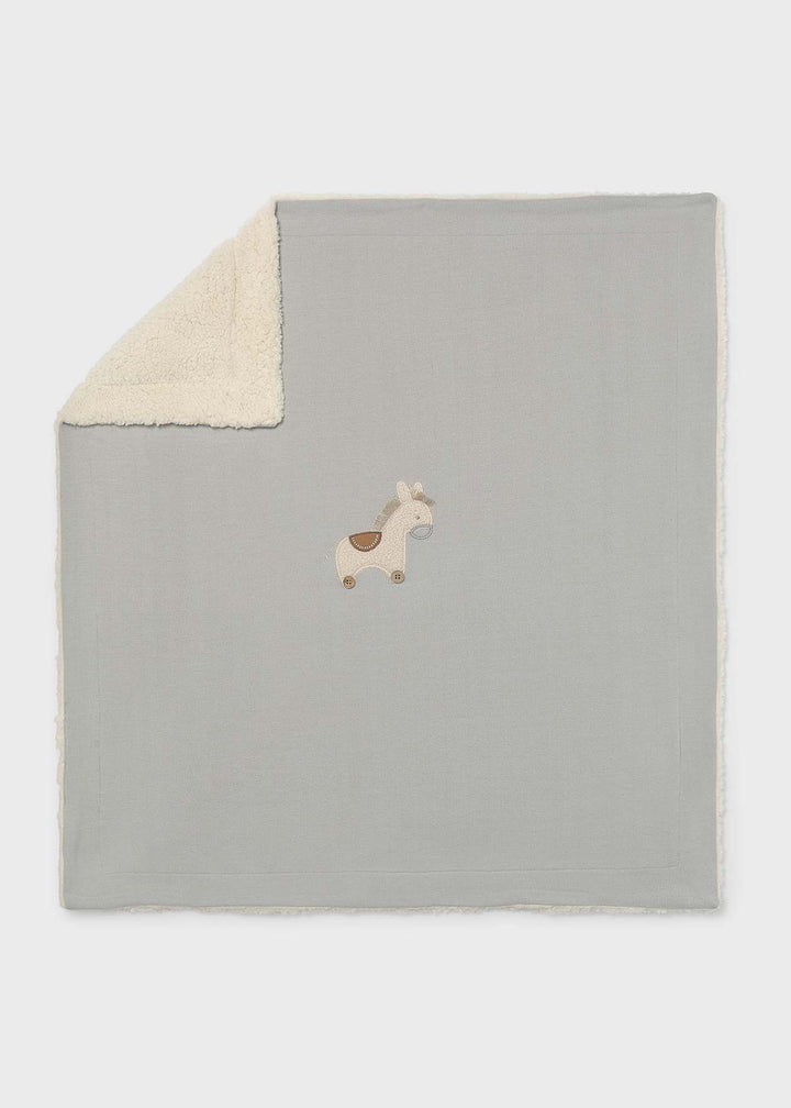 Mayoral Grey "Rocking Horse" Fleece Lined Baby Blanket To Match Outfit - 2518 - 9144