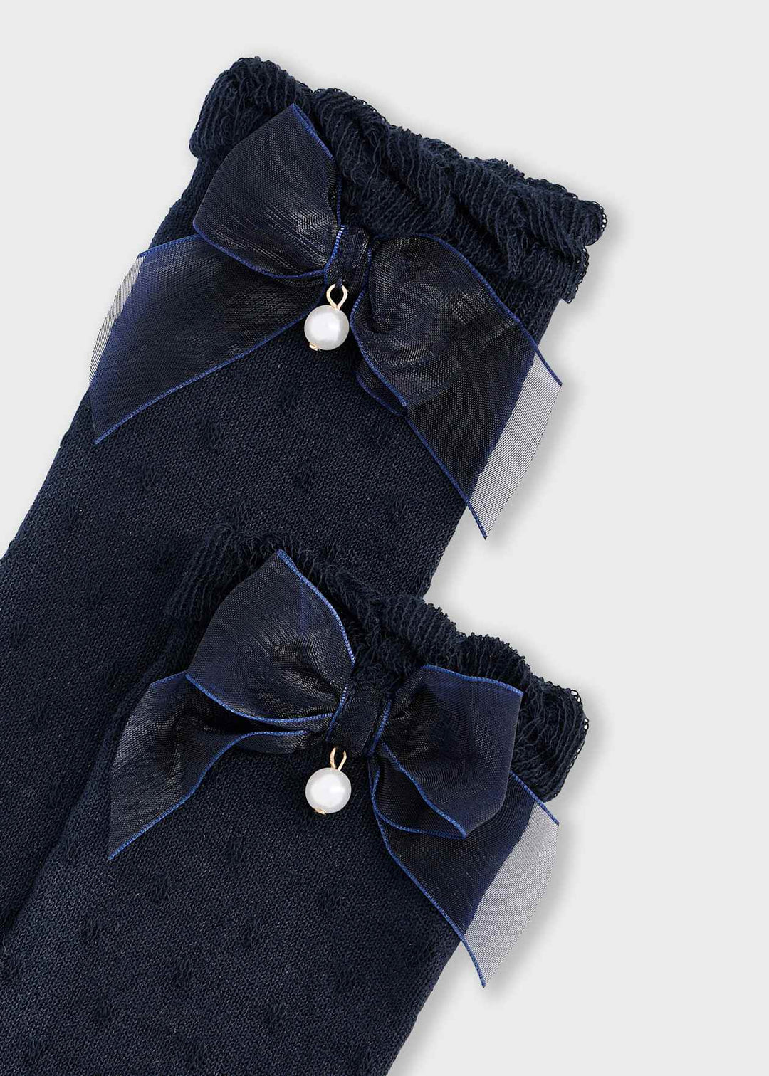 Knee High Bow Socks - 75- Navy - 10290 - Marino