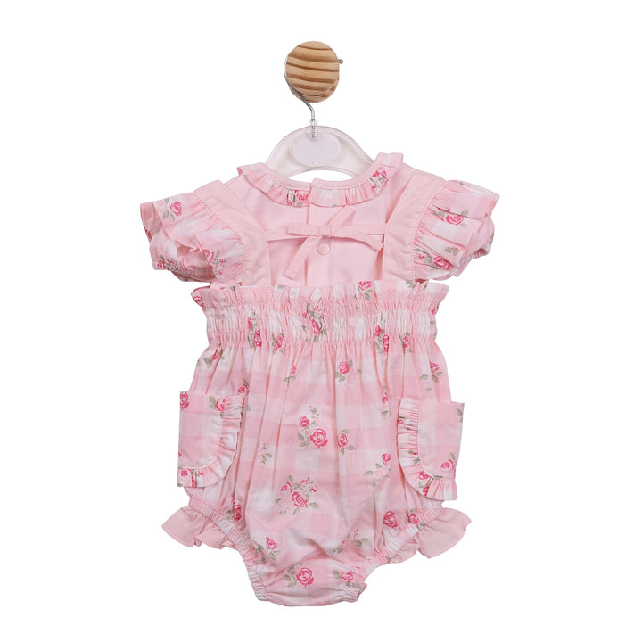 Mintini Baby Girls Pink Rose Two Piece Romper Set - MB7155