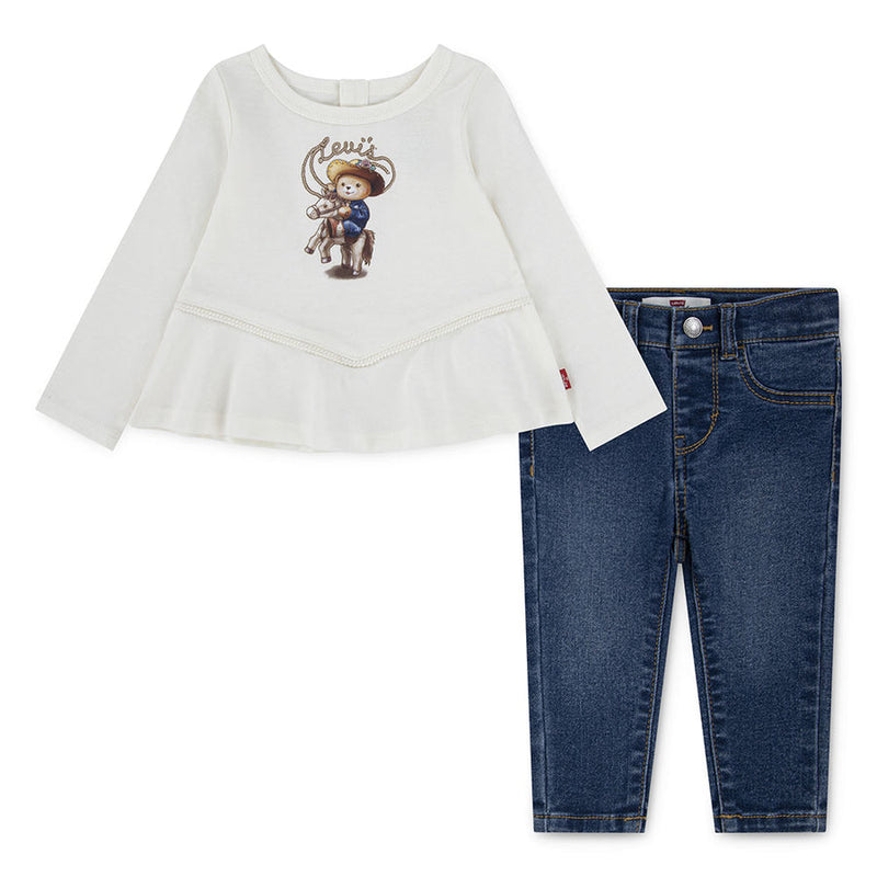 Levi's Girls "Cowgirl" Long Sleeved Top & Jeans Set - 1EN473-W86