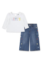 Levi's Girls Pretty Long Sleeved Top & Jeans Set - 1EP021-W8J