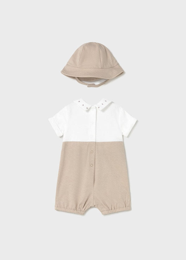 Mayoral Baby Boys Better Cotton Romper & Matching Sun Hat - 1605
