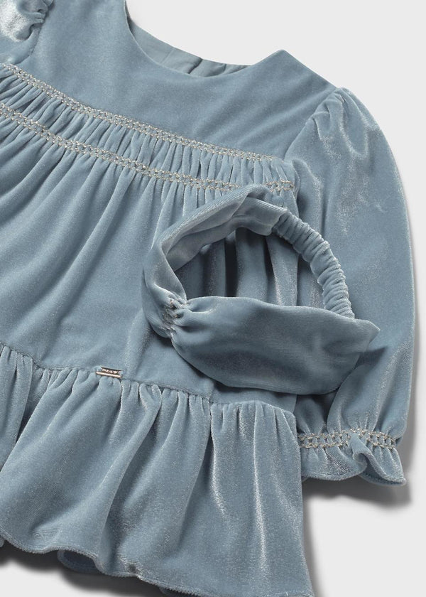 Mayoral Girls Bluebell Velvet Dress & Headband Set - 2904