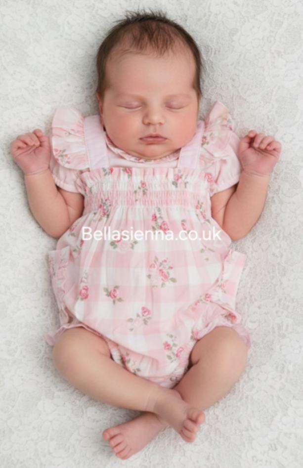 Mintini Baby Girls Pink Rose Two Piece Romper Set - MB7155