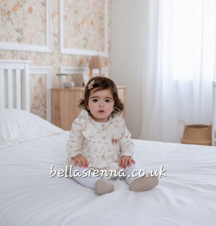 PRE-ORDER - Miranda Baby Girls Ivory/Beige Dress & Pants Set - 0028-VB