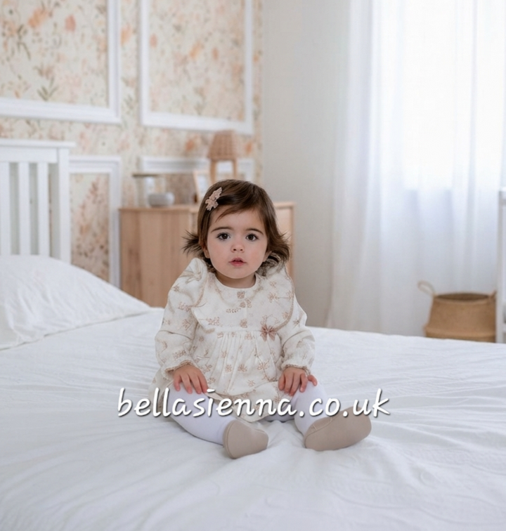 PRE-ORDER - Miranda Baby Girls Ivory/Beige Dress & Pants Set - 0028-VB