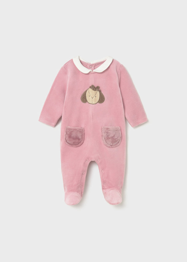 Mayoral Baby Girls Pack Of Two Velour Babygrows, All In One, Sleepsuit - 2702