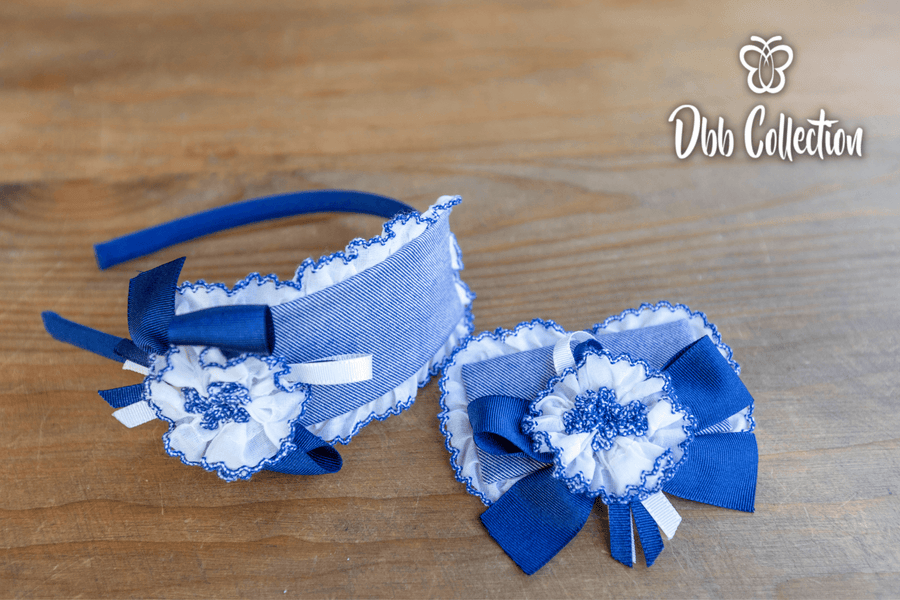 Dbb Collection Hair Clip - Navy Blue & White - 12391