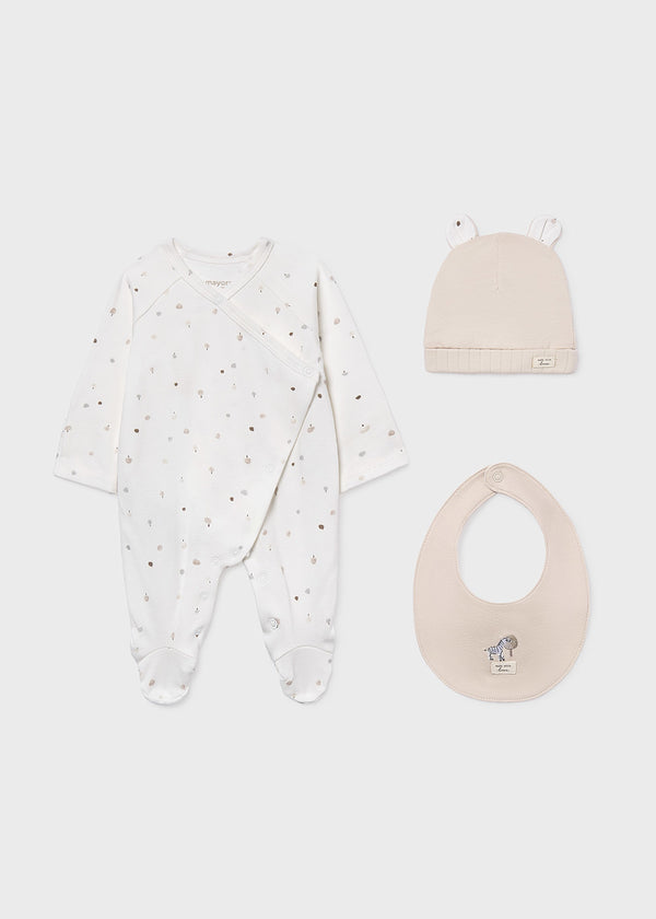 Mayoral Baby Unisex 3 Piece Gift Set - Babygrow, Bib & Hat Set - 9979