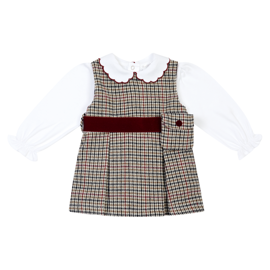 Deolinda Girls "BALMORAL" Houndstooth Two Piece Dress Set - DBI26608