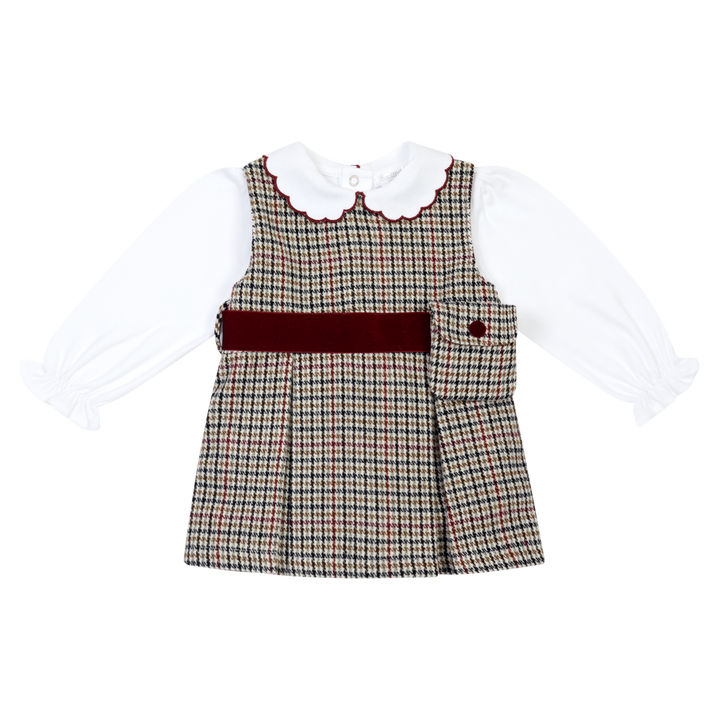 Deolinda Girls "BALMORAL" Houndstooth Two Piece Dress Set - DBI26608