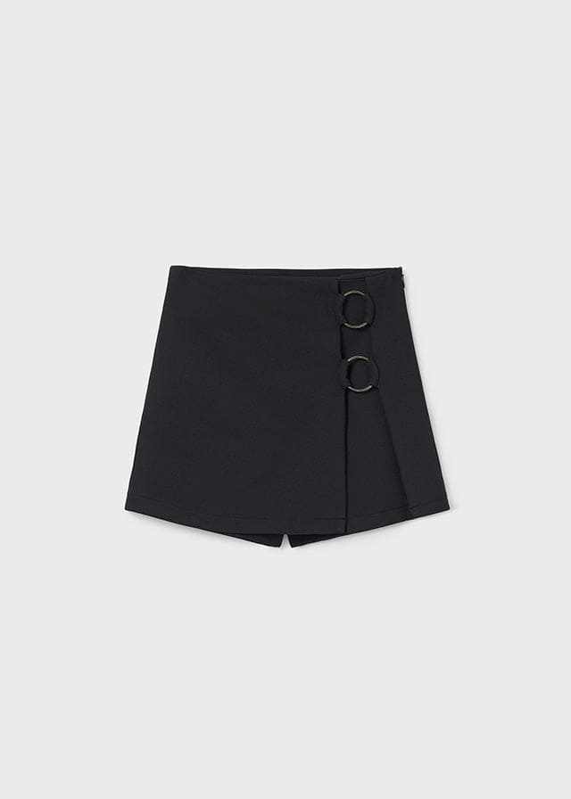 Mayoral Older Girls Black Skort & Long Sleeved Ivory & Black Top - 7017 & 7907