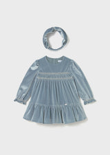 Mayoral Girls Bluebell Velvet Dress & Headband Set - 2904