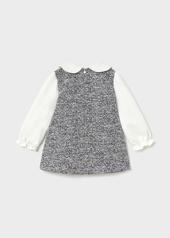 Girls Tweed Knit Combined Dress - 2948 - 30 - Navy